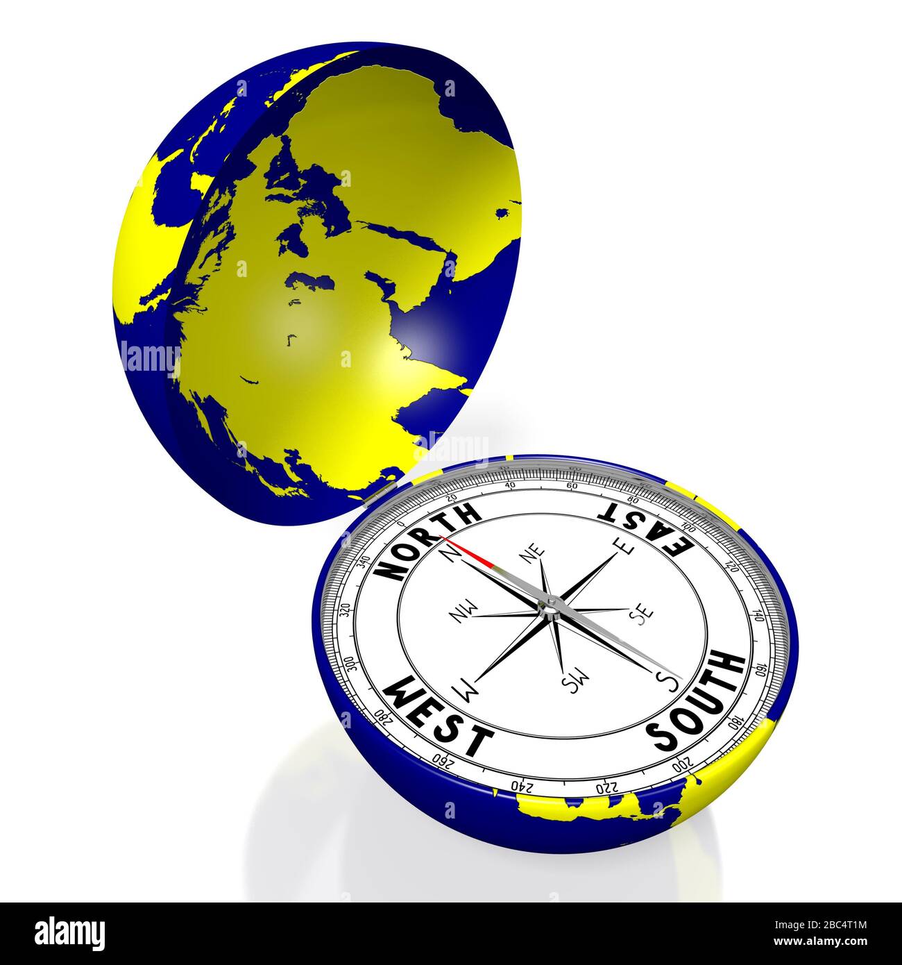3D world map, compass - travel concept Stock Photo - Alamy
