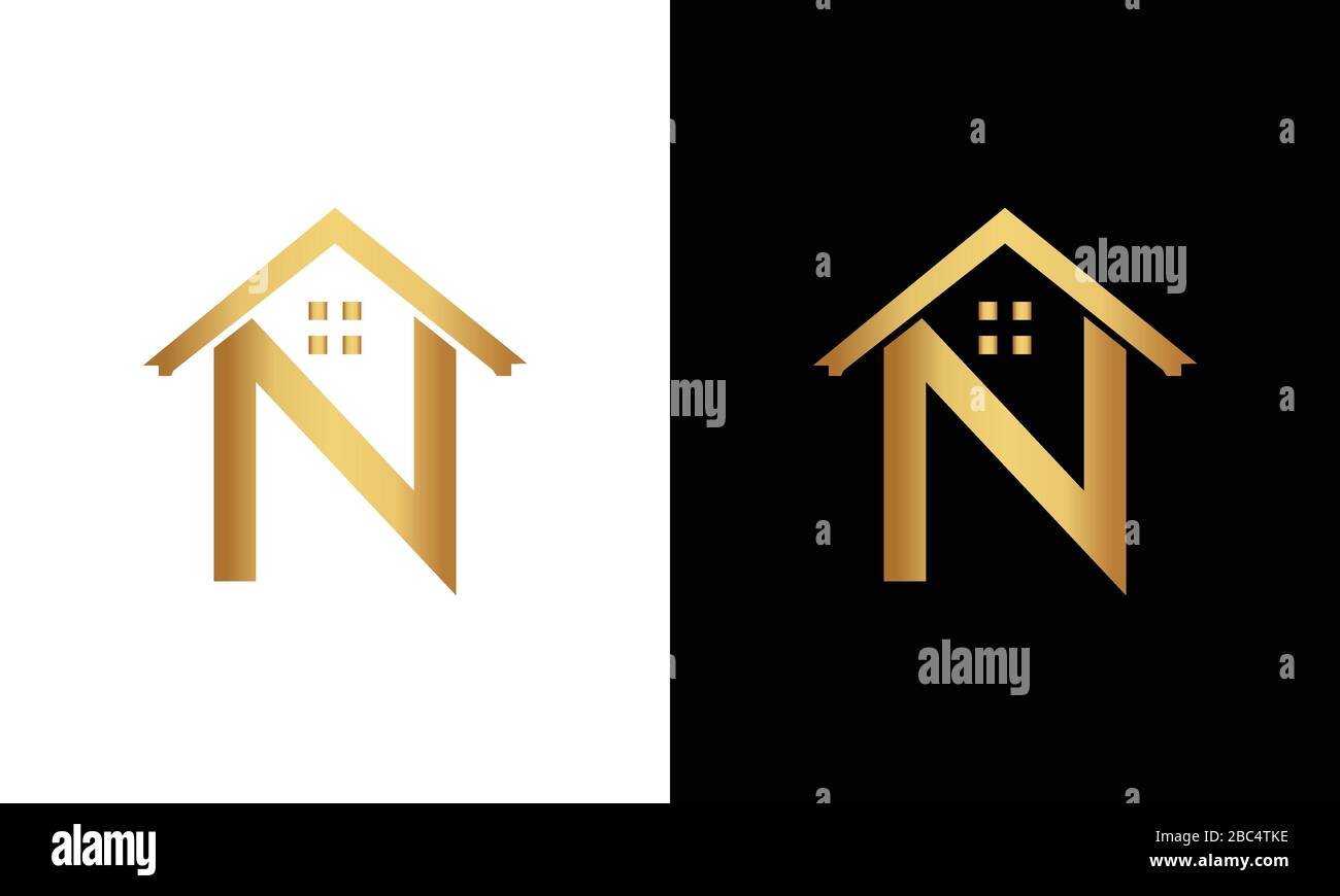 N letter roof shape logo. Real estate logo Stock Vector