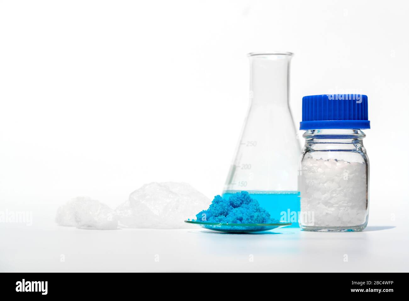 chemical on white laboratory table. Copper(II) sulfate