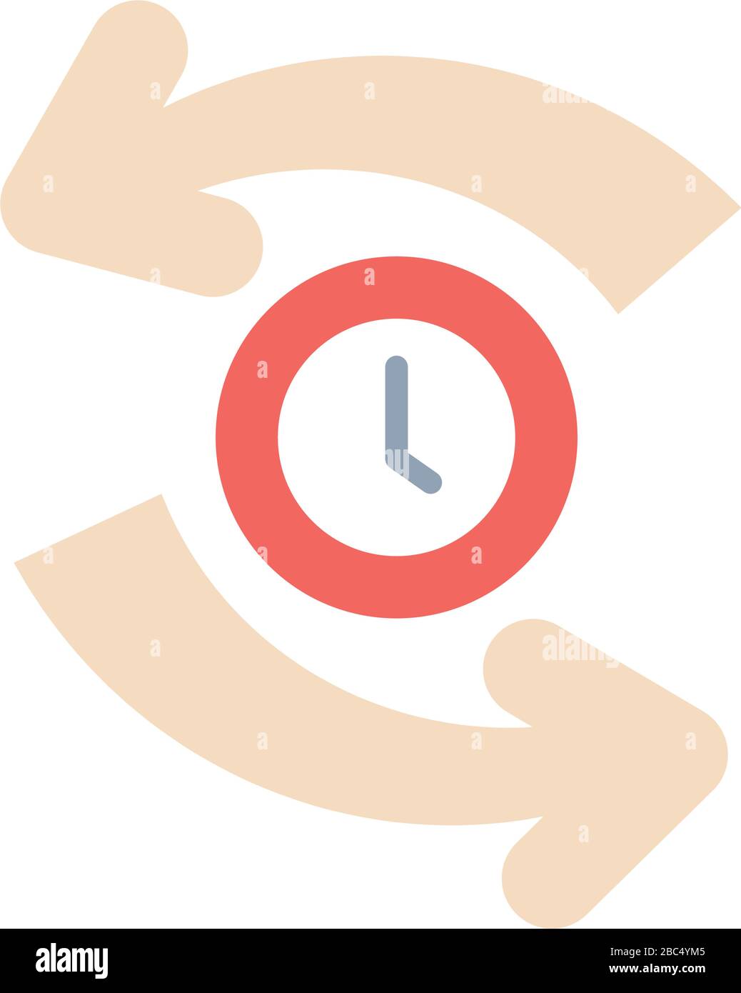 Sync Arrows And Clock Icon Over White Background Flat Style Vector Illustration Stock Vector Image Art Alamy