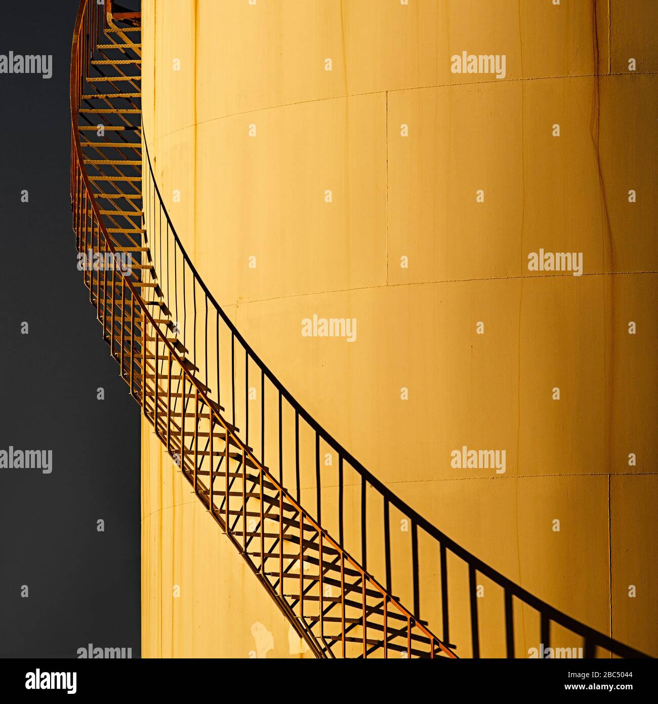 Closeup of metal steps on an industrial water tank Stock Photo