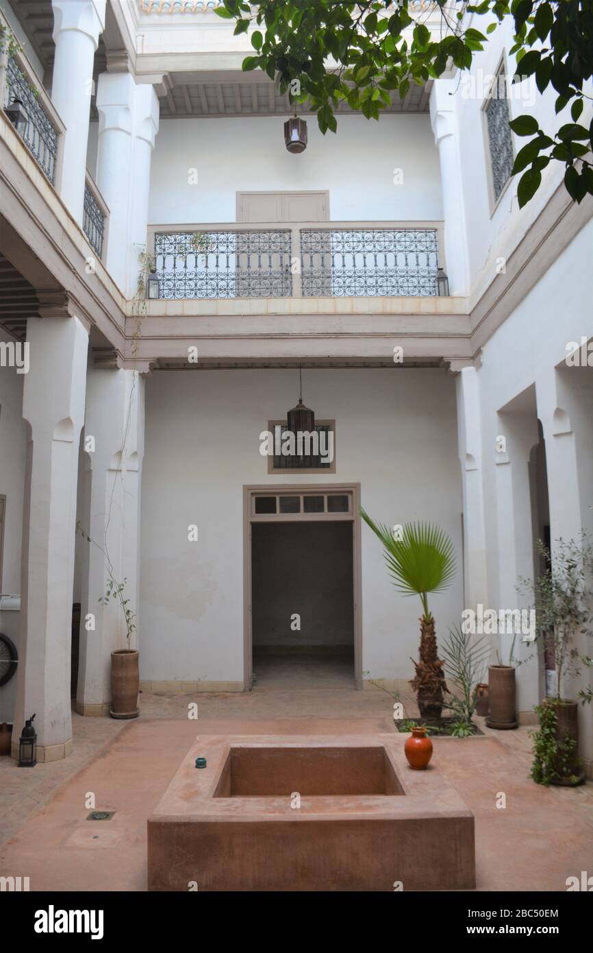 The internal courtyard of a traditional wealthy home (riad) in ...
