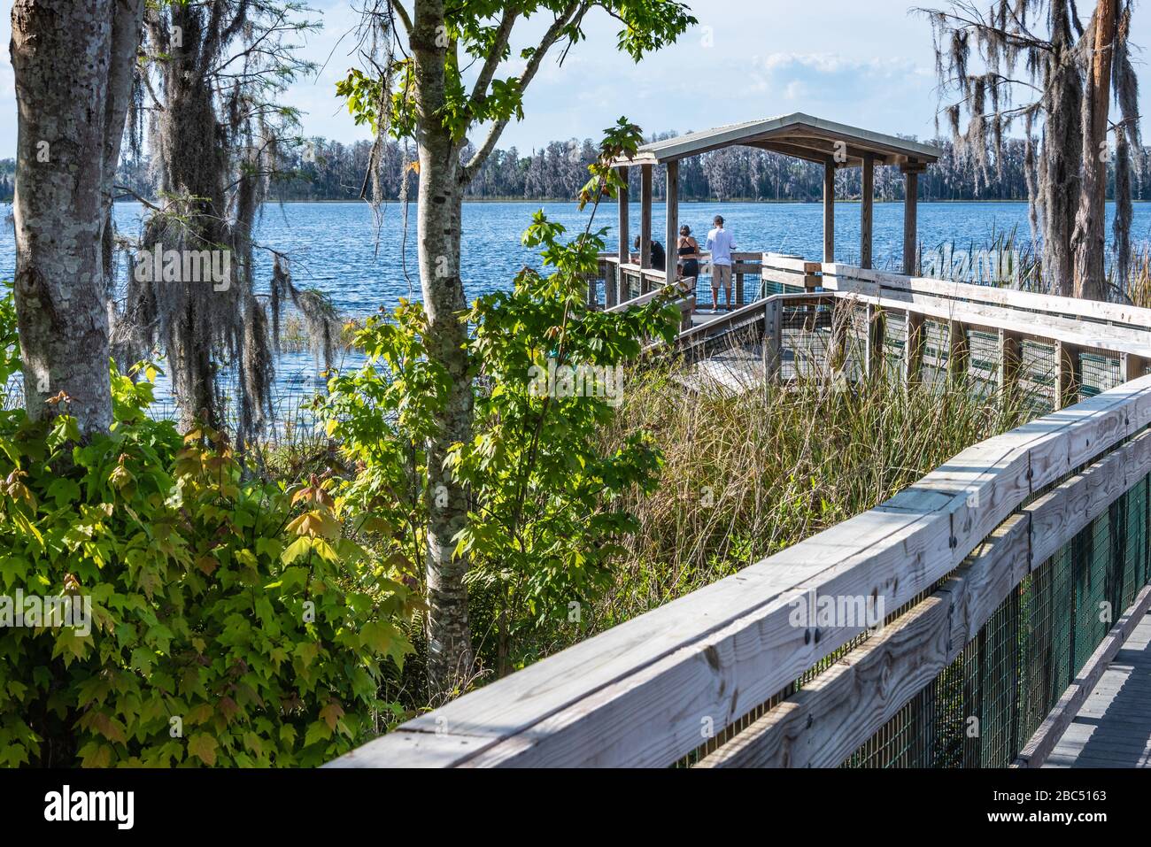 Fishing dock and kayak/canoe launch at Dixie Lake in Clermont, Florida