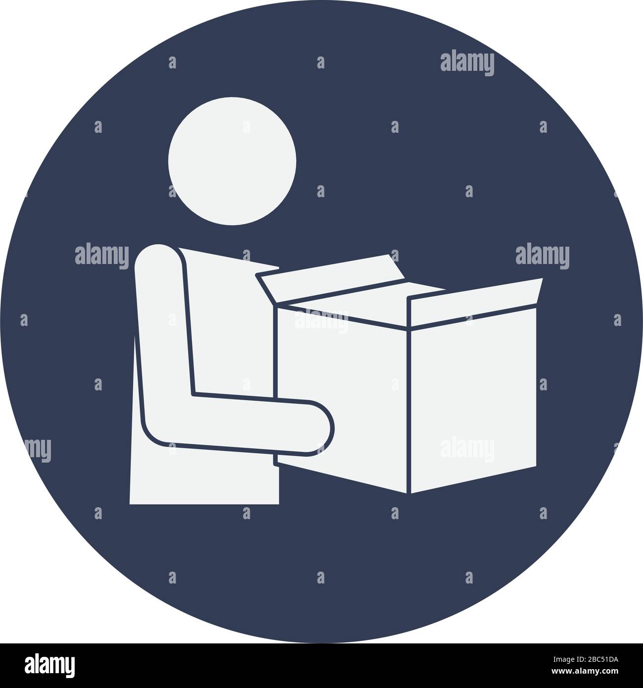 pictogram man holding a package box icon over white background, block ...