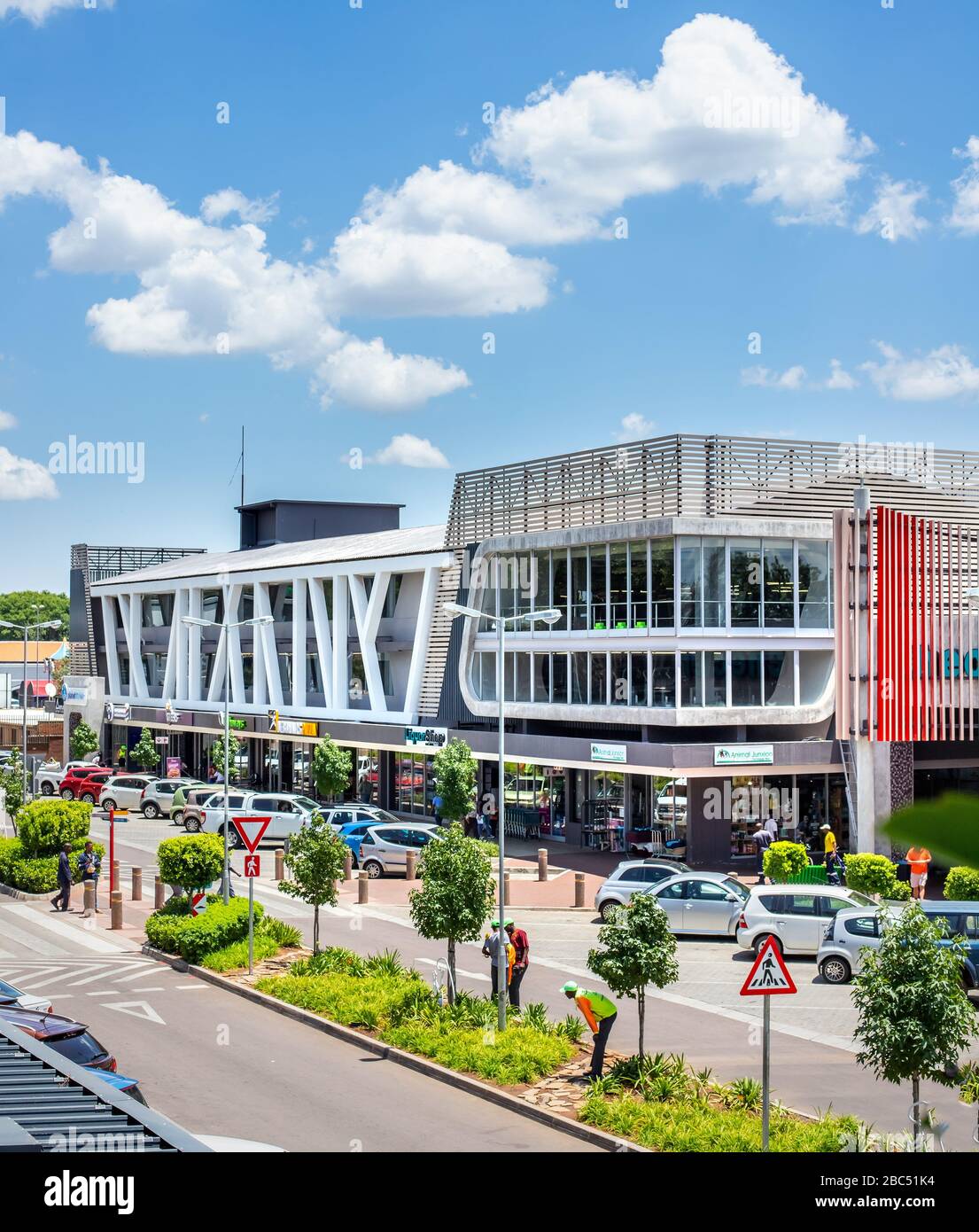 Pretoria, South Africa 18th February - 2020: Shopping centre surrounded by landscaping. Stock Photo