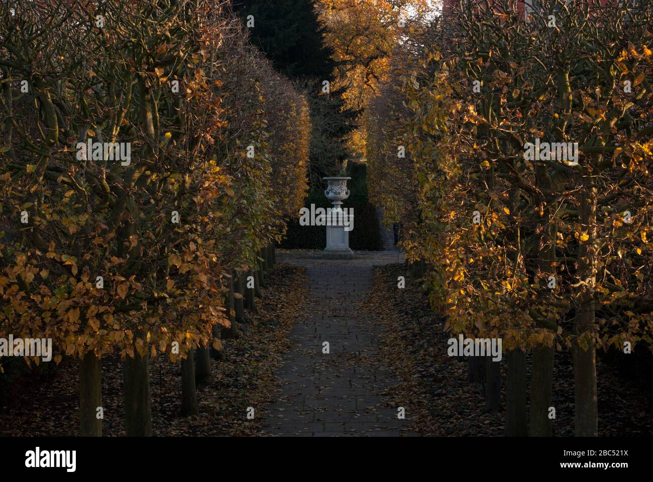 Stone Statues in Formal 17th Century Garden at Kew Palace, Royal Botanical Gardens Kew Gardens