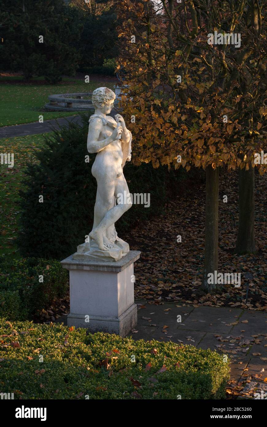 Stone Statues in Formal 17th Century Garden at Kew Palace, Royal
