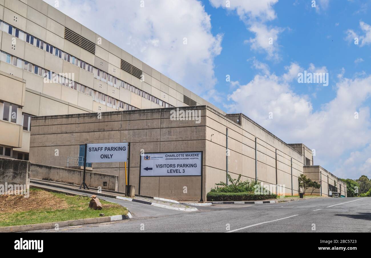 Johannesburg, South Africa, 14th March - 2020: Exterior of University Hospital. Stock Photo