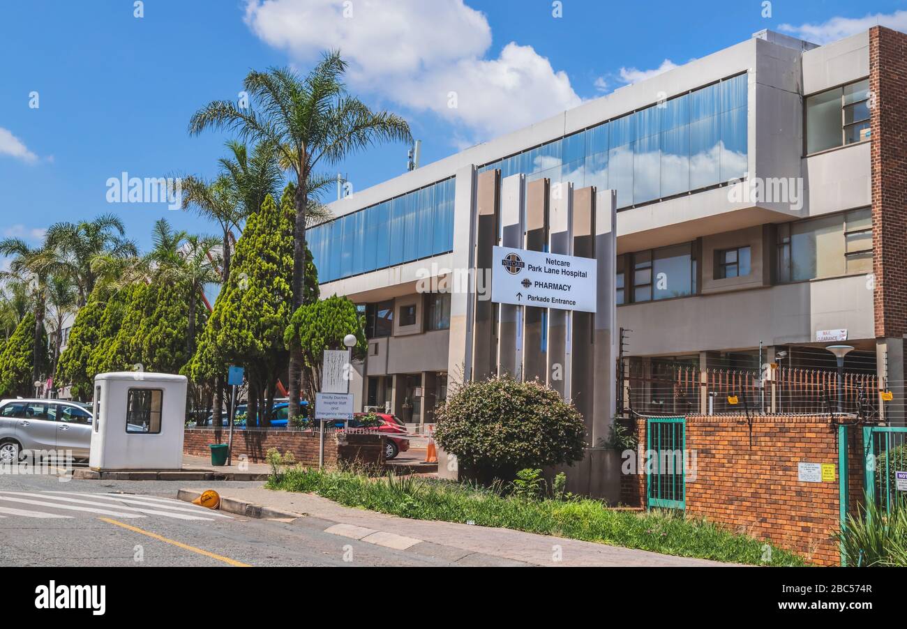 Johannesburg, South Africa, 15th March - 2020: Front entrance to private medical hospital Stock Photo