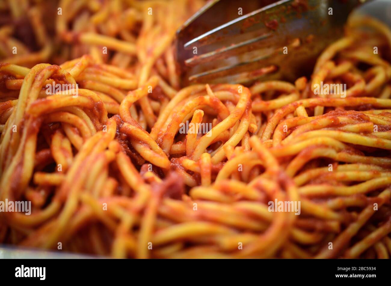 delicious italian pasta dish with carbonara sauce Stock Photo - Alamy