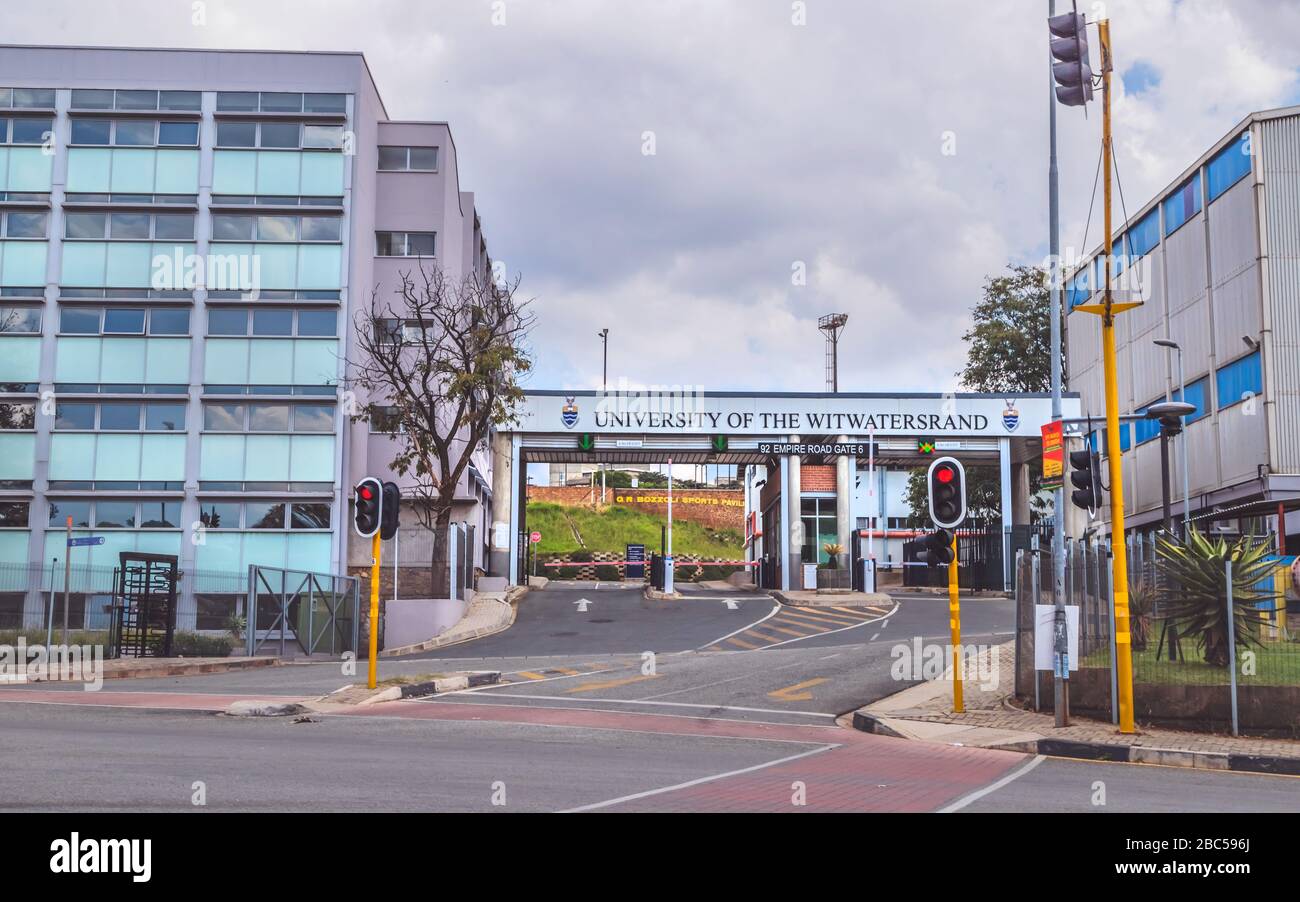 Johannesburg, South Africa, 14th March - 2020: Front entrance to university of the Witwatersrand. Stock Photo