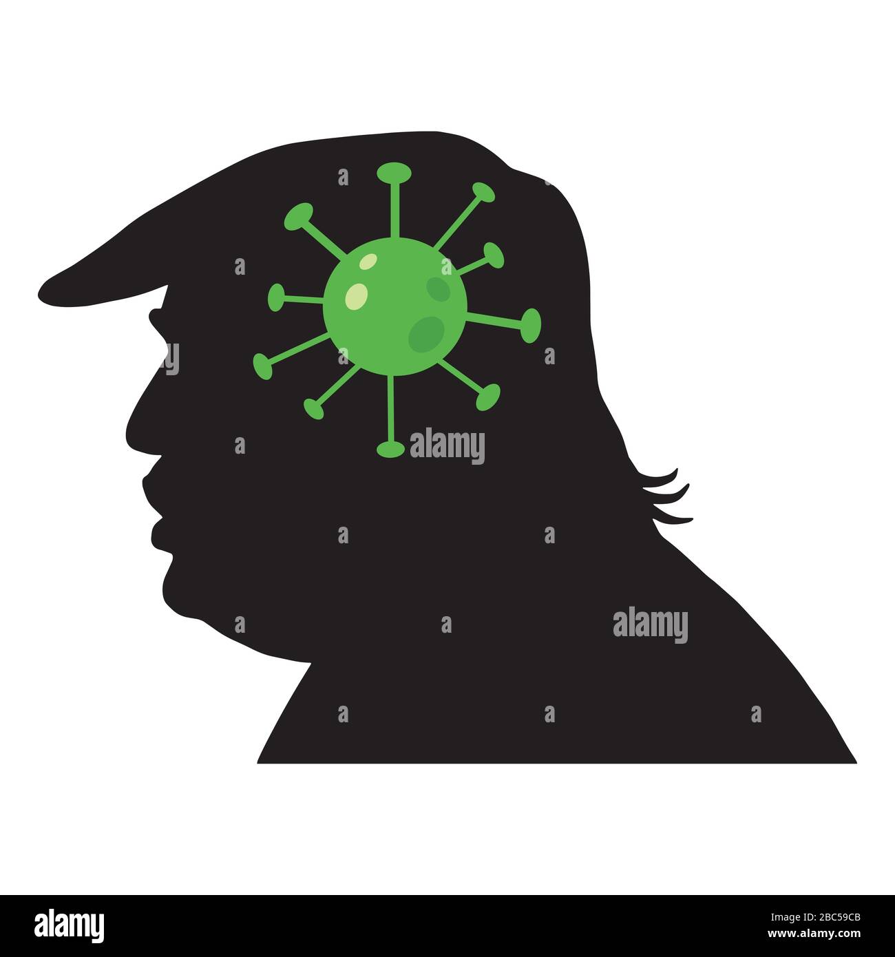 Donald Trump Silhouette Coronavirus COVID-19. Vector Icon Illustration. Washington DC, April 2, 2020 Stock Vector