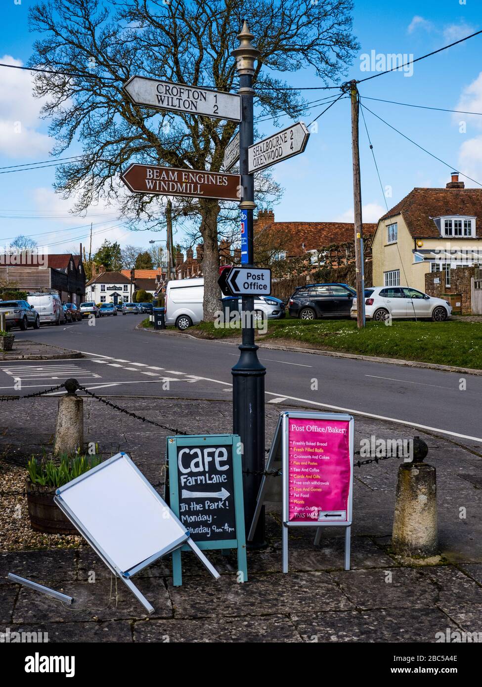 Sign Post with Directions, Great Bedwyn, Wiltshire, England, UK, GB