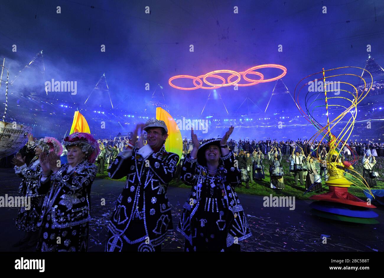 Performers during the London Olympic Games 2012 Opening Ceremony at the