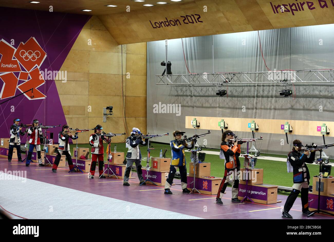 Pictured is a general view of 10m Air Rifle Women Final at the Royal ...