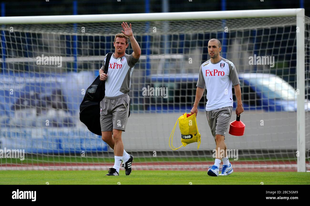 Scott Miller (left), fitness coach, Fulham Stock Photo