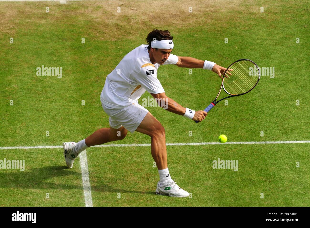 Spain's David Ferrer in action against Great Britain's Andy Murray Stock Photo