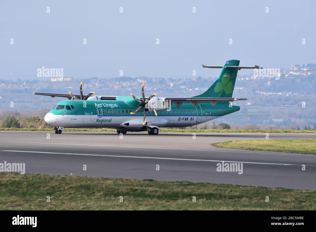A small Aer Lingus regional airline propeller plane at Bristol