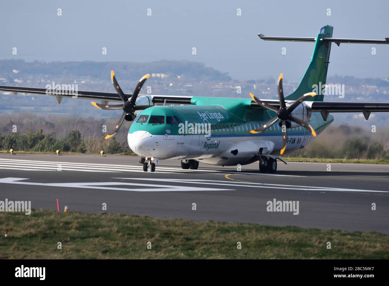 A small Aer Lingus regional airline propeller plane at Bristol