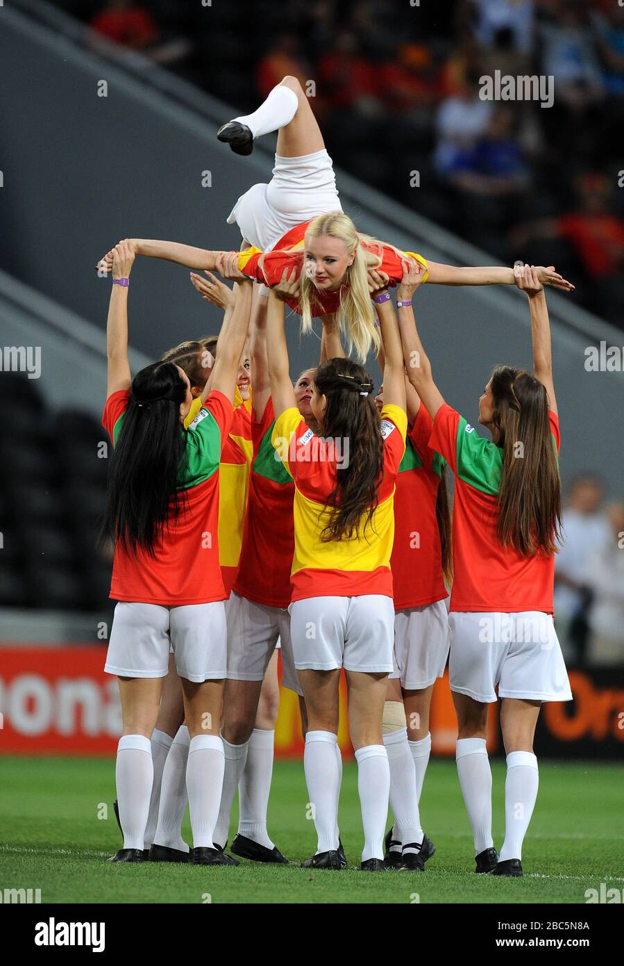 Pre match entertainment in the stadium Stock Photo Alamy