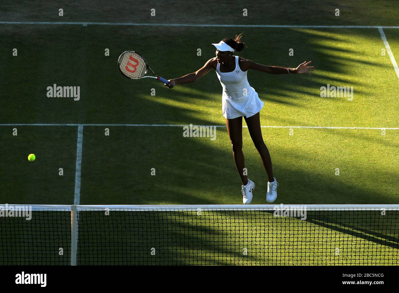 USA's Venus Williams in action in her doubles game with sister Serena against Serbia's Vesna Dolonc and Ukraine's Olga Savchuk Stock Photo