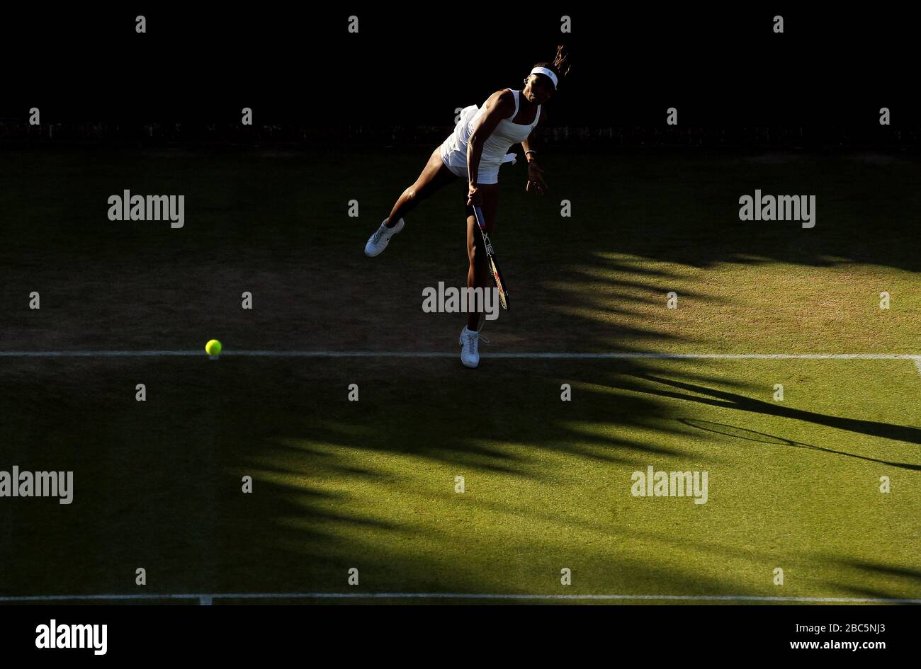USA's Venus Williams in action in her doubles game with sister Serena against Serbia's Vesna Dolonc and Ukraine's Olga Savchuk Stock Photo