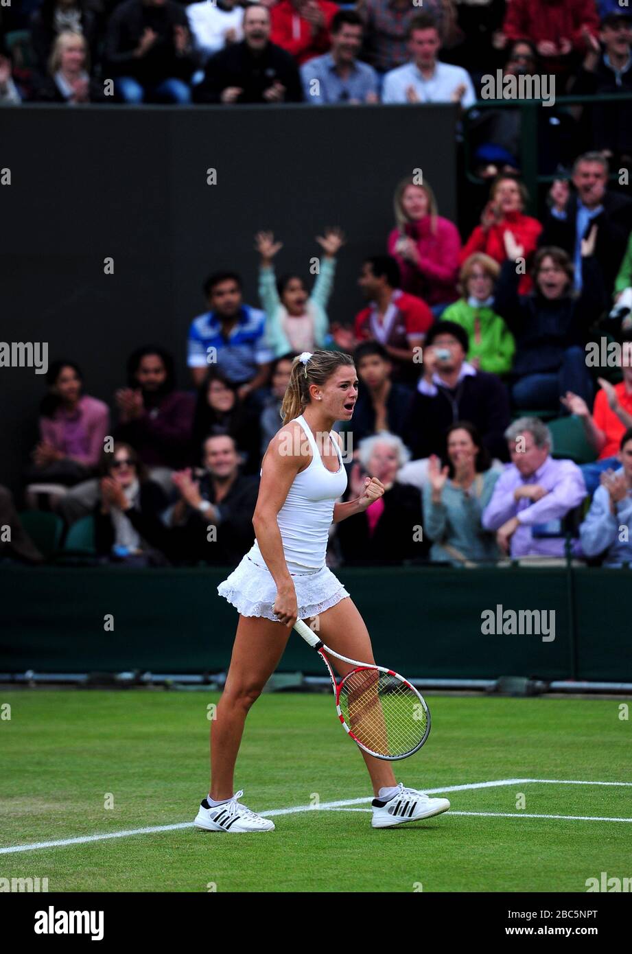 Italy's Camila Giorgi celebrates beating Russia's Nadia Petrova Stock Photo
