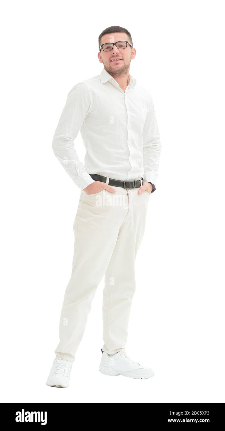 in full growth. confident business man taking a step forward Stock ...