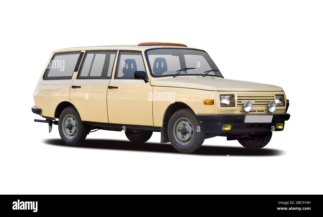 Classic station wagon car isolated on white Stock Photo