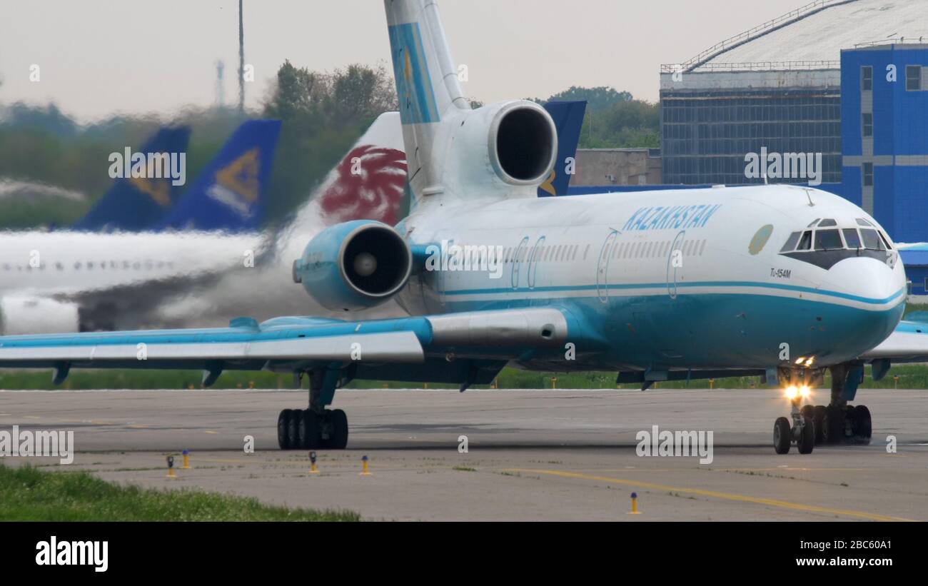 Kazakhstan Tupolev 154B Stock Photo