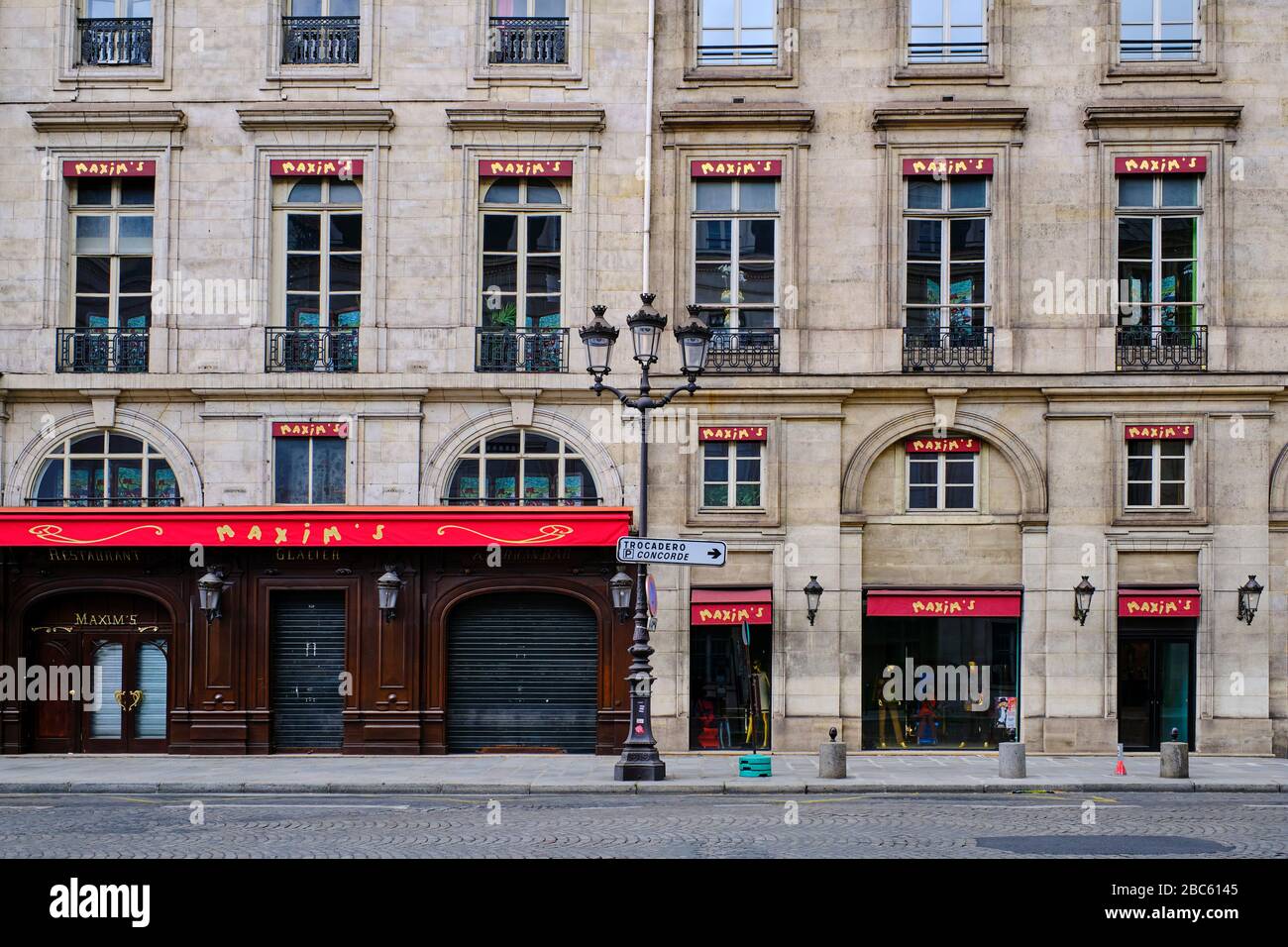 France, Paris, Maxim's restaurant in Royale street during the containment of Covid 19 Stock Photo