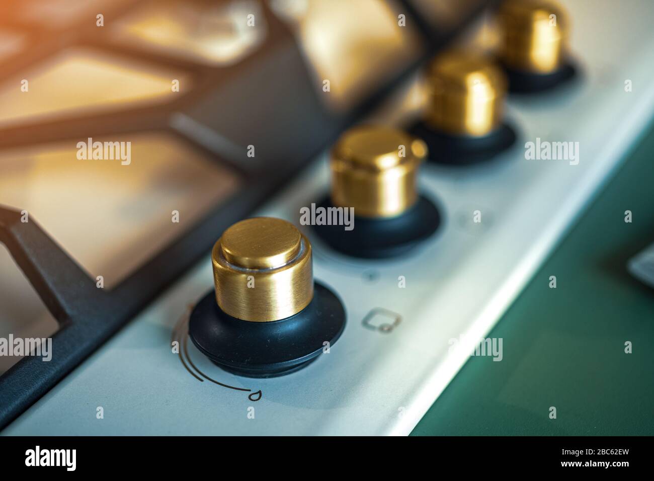 Charlottesville, USA - October 26, 2020: Old retro vintage electric oven  stove with stainless steel knobs dials closeup in kitchen by Kenmore  company Stock Photo - Alamy