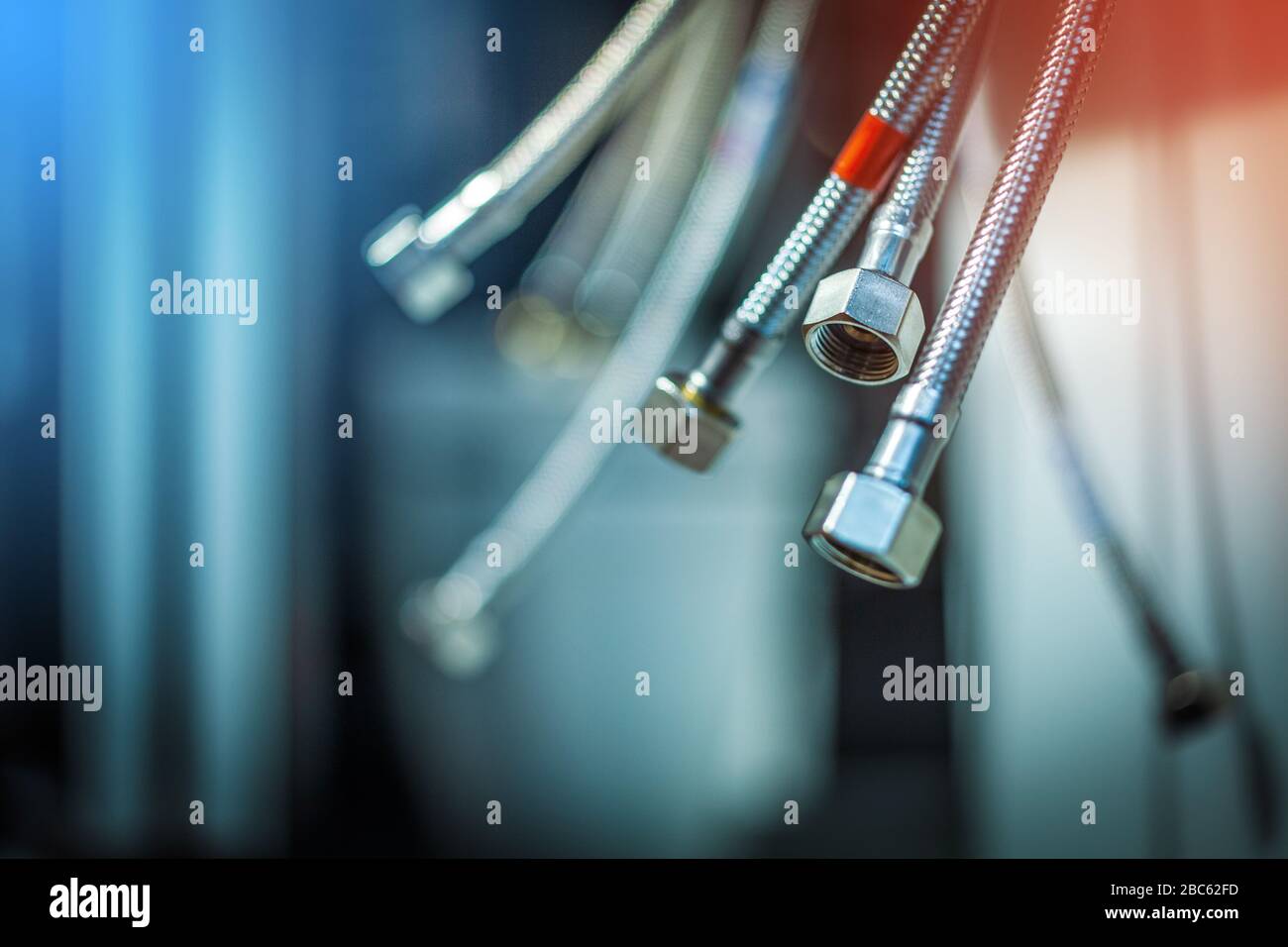 Plumbing metal water hoses pipes Stock Photo Alamy