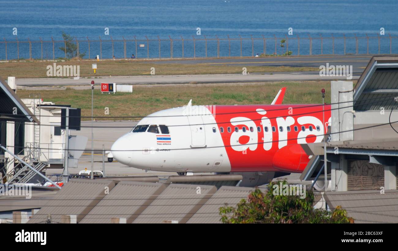 Airplane Airbus 320 towing Stock Photo