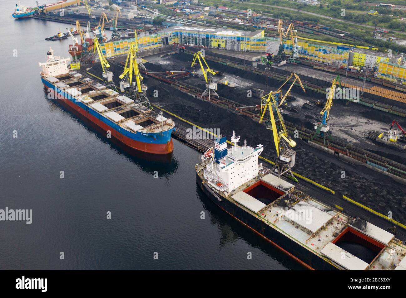 Murmansk, Russia - August 18, 2019: The bulk carrier Nadezhda 