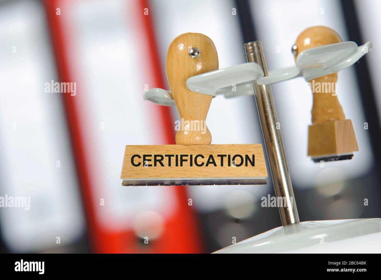 certification printed on rubber stamp Stock Photo