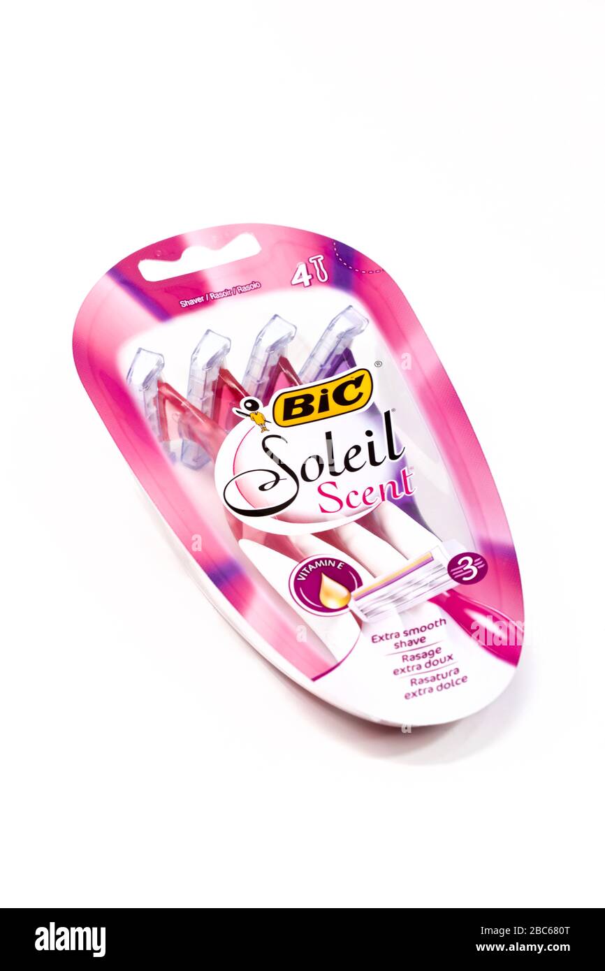 BIC Soleil Disposable Razors on a white background Stock Photo