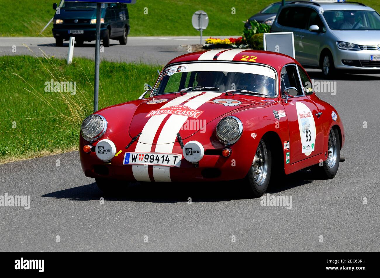 Lunz am See, Austria - July 19, 2013: Vintage car Porsche 356 by Ennstal Classic, tournament for vintage cars on public roads Stock Photo