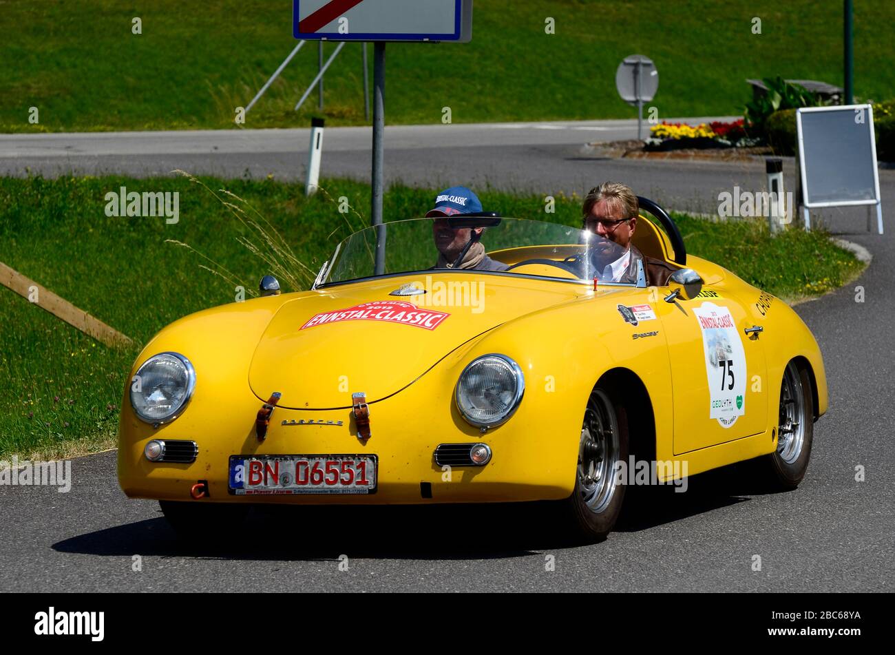 Lunz am See, Austria - July 19, 2013: Porsche 356 Speedster on special stage by International Ennstal Classic 2013, a yearly tournament through Austri Stock Photo