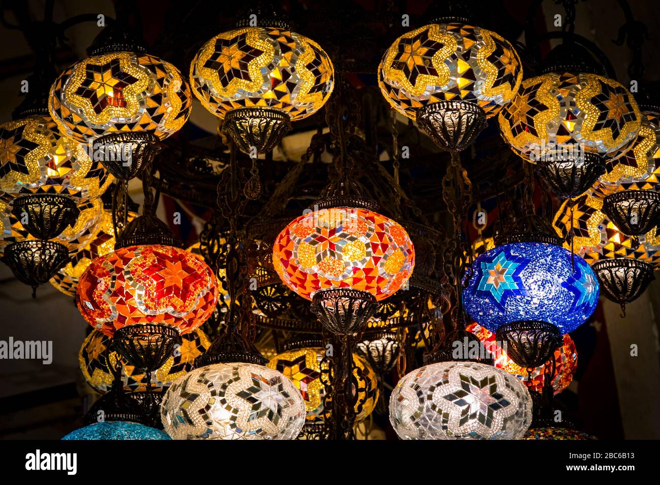 Traditional Turkish Lanterns Made Of Colored Glass Stock Photo Alamy