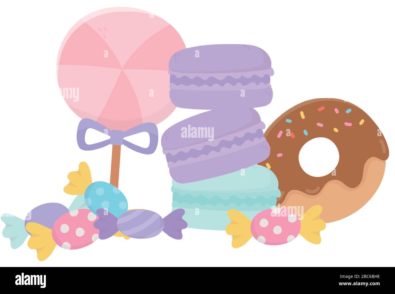 candy in stick caramels donuts and macaroons sweet confectionery ...