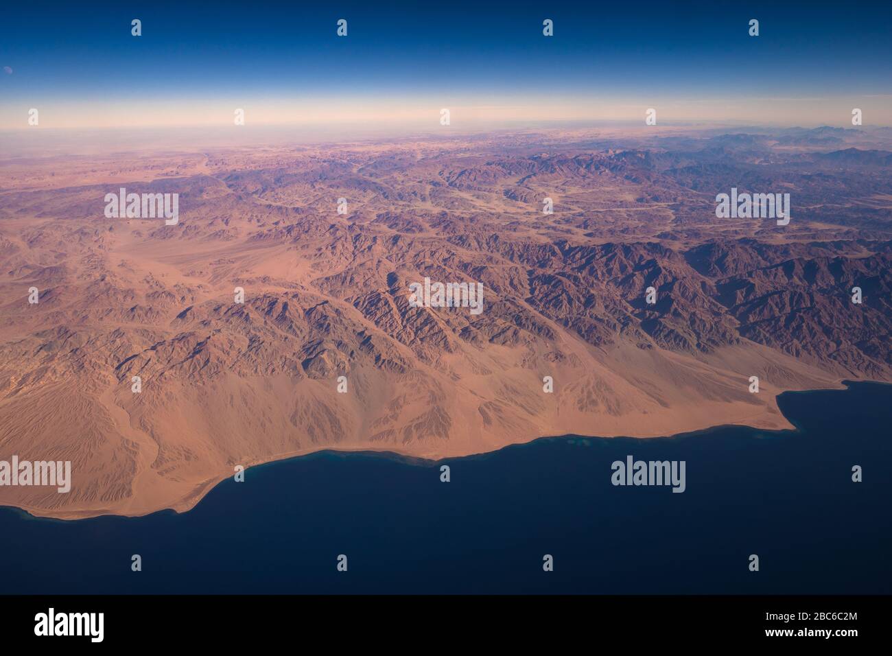 Aerial view of Saudi Arabia from the gulf of Aqaba Red Sea Stock Photo