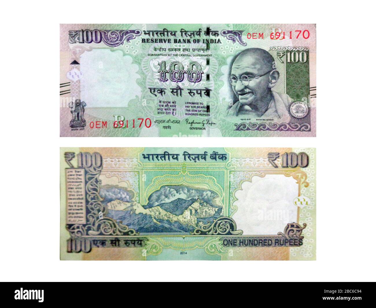 Indian currency of 100 rupee notes Stock Photo