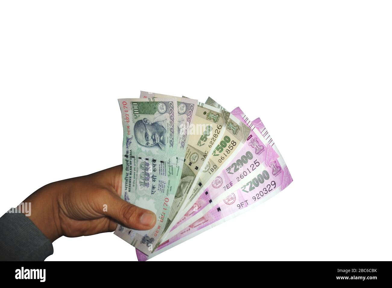 Two Thousand, Five Hundred and One Hundred New Indian Currency Stock Photo