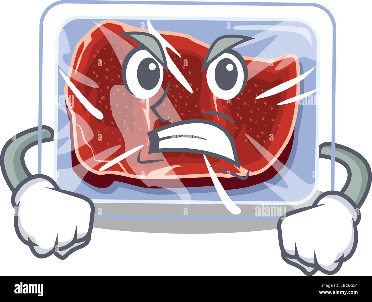 Mascot design concept of frozen beef with angry face Stock Vector Image