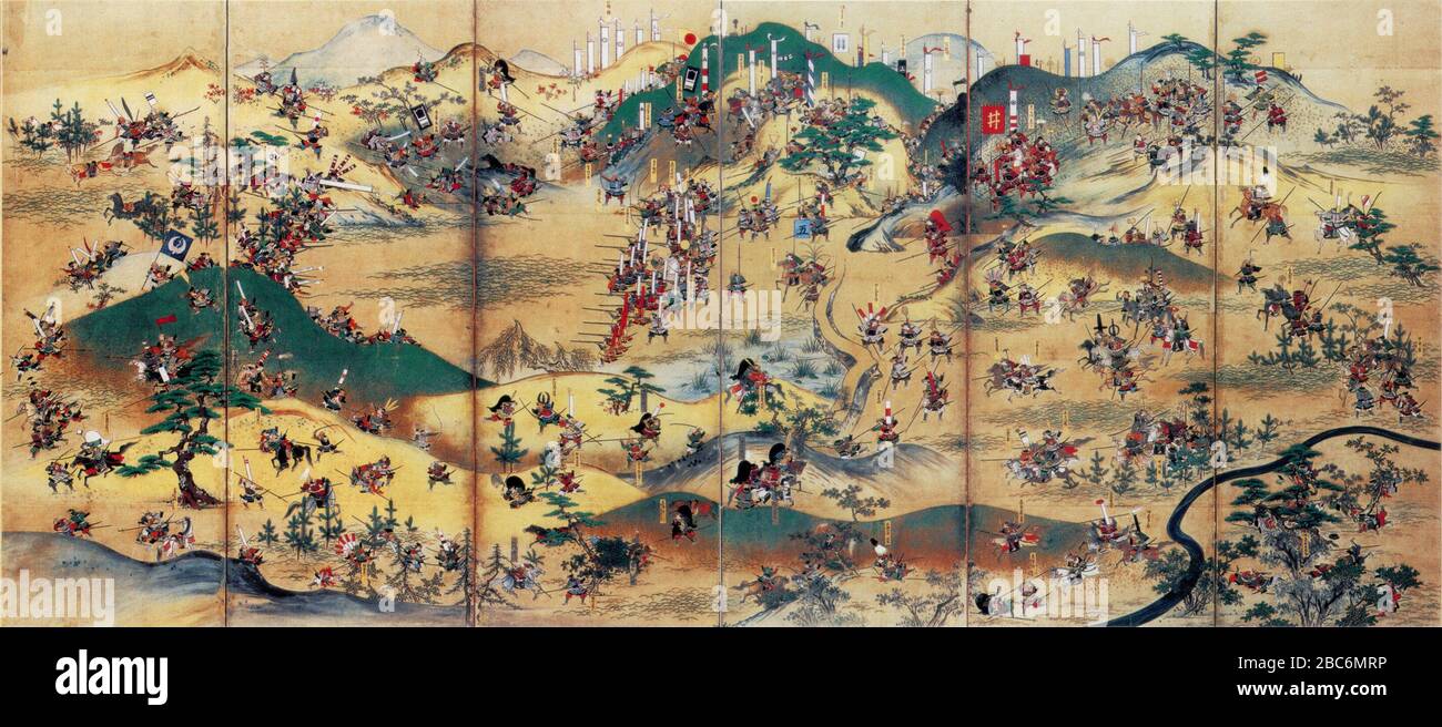 日本語 小牧長久手合戦図屏風 一隻 豊田市郷土資料館保管 六曲屏風 紙本着色 縦156 8センチメートル 横356 2センチメートル 18th Century Date Qs P 1750 00 00t00 00 00z 7 新修豊田市史 別編 美術 工芸 不詳 Stock Photo Alamy