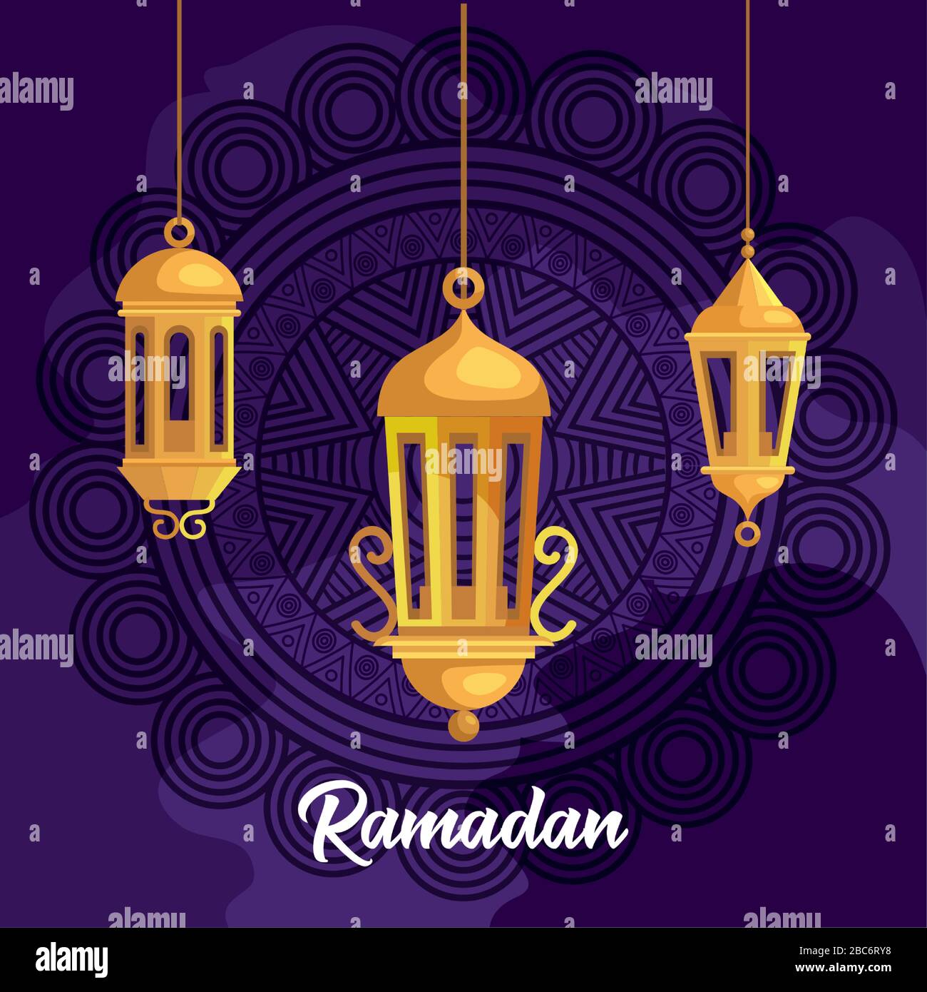 ramadan kareem poster with lanterns hanging Stock Vector Image & Art ...