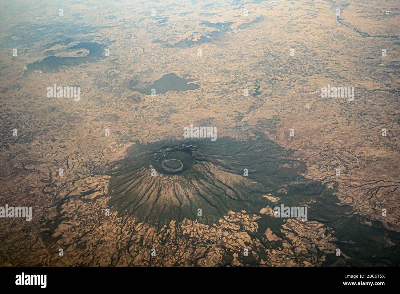 Aerial view of a volcano crater. Photographed in Ethiopia Stock Photo