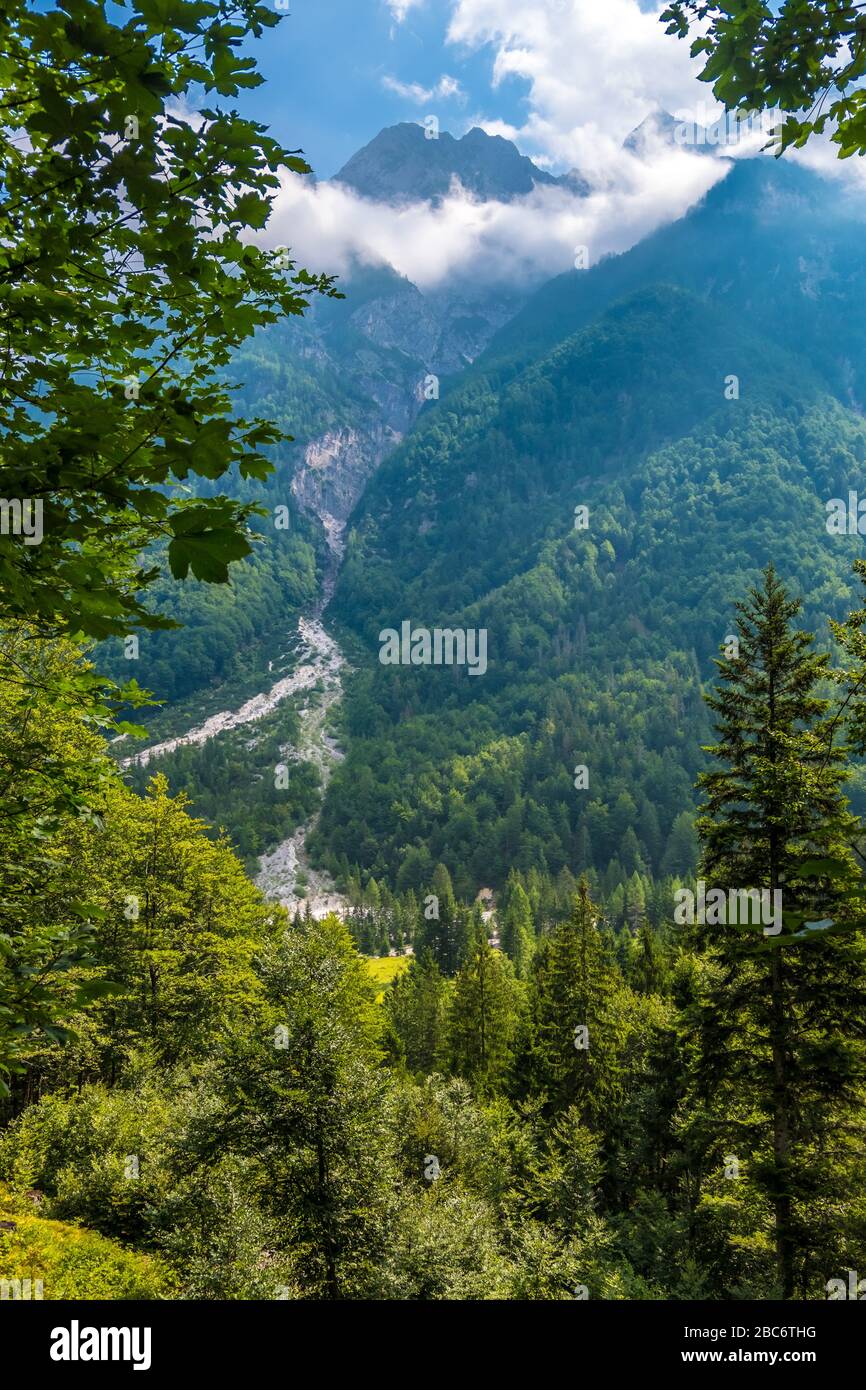 Scenic view of Alpine landscape in Triglav National Park. Julian alps, Triglav, Slovenia Stock Photo