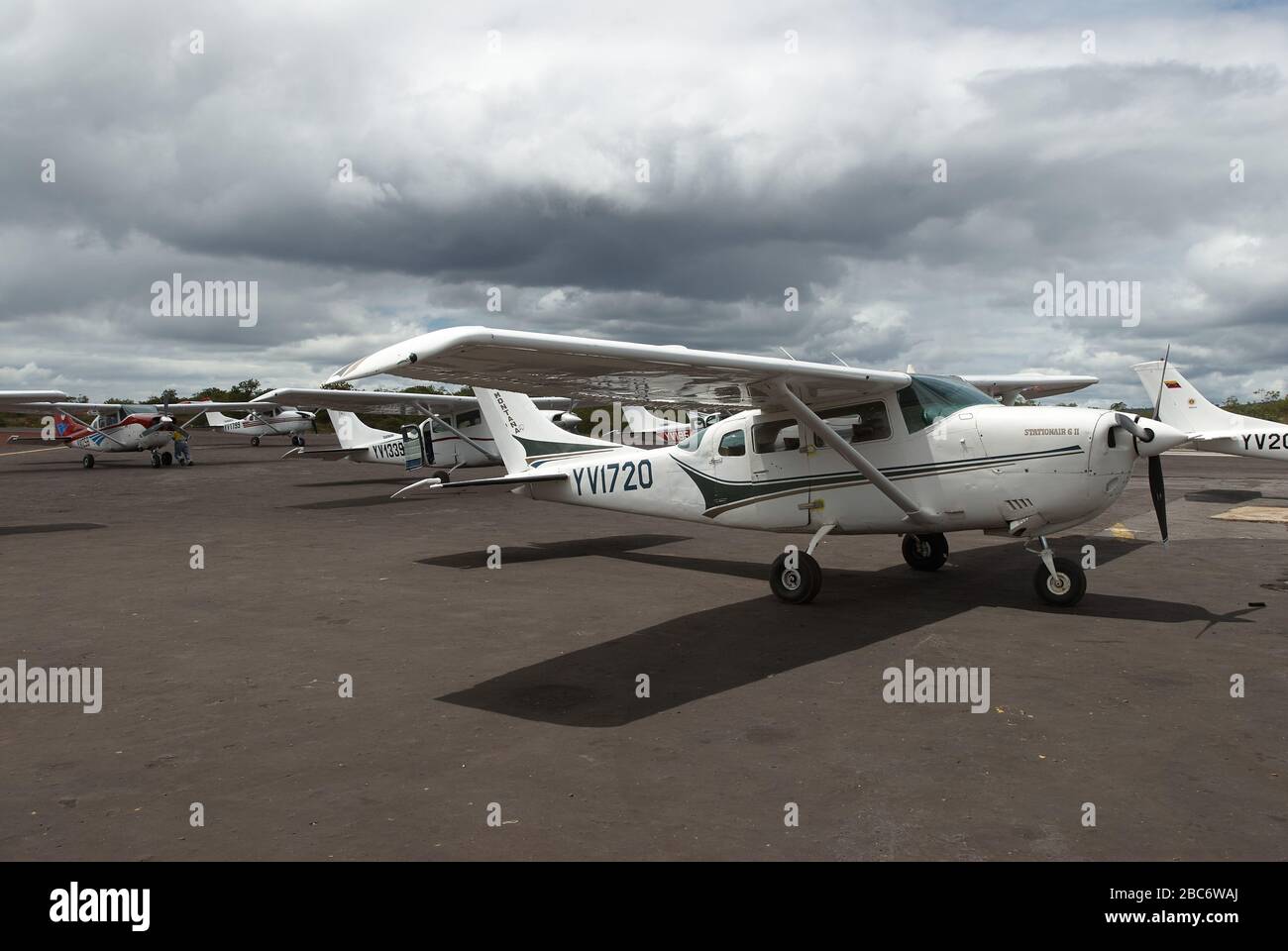 airport with small planes of  Canaima NATIONAL PARK, Venezuela, South America, America Stock Photo